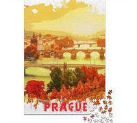 Prague Jigsaw Puzzle 1000 Pieces, Historic Square Architecture, Matte Printed Jigsaw, Family Night Game for Travel Lovers, Paper Board, 52x38cm/1000pcs