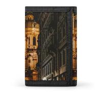 Prague Night City Men Trifold Wallets with Card Holders Keychain Slim Purse Money Clip for Women