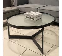 prague ribbed glass coffee table with black metal frame