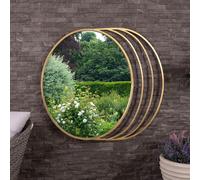 Prague Round Mirror Gold Coloured Weather Resistant Wall Mount Charles Bentley Gold One Size