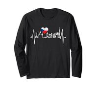 Prague Skyline Heartbeat Czech Republic Heart I Love Praha Long Sleeve T-Shirt