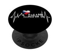 Prague Skyline Heartbeat Czech Republic Heart I Love Praha PopSockets Adhesive PopGrip