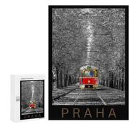 Prague Tram in Black And White - Jigsaw Puzzle for Adults, 300 PCS, Winter Gift, with A Decorative Finished Picture