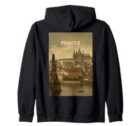 Prague Travel Memories: Vintage Cityscape Photo Zip Hoodie