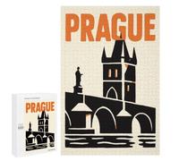 Prague Travel Poster Jigsaw Puzzle, 1000 PCS, Indoor Activity for The Home, An Absorbing Project for Relaxed Weekends, at Home