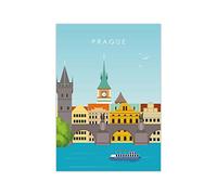 Prague Vintage Travel Poster - A4 Print Only