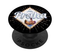 Prague with Skyline Capital of Czech Vintage Holiday Souveni PopSockets Adhesive PopGrip