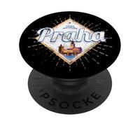Prague with Skyline Capital of Czech Vintage Holiday Souveni PopSockets Adhesive PopGrip