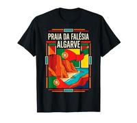 Praia da Falésia Portugal Flag Algarve Cliffs Beach Retro T-Shirt