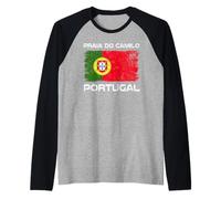 Praia Do Camilo Portugal Flag Design Proud Portuguese Flag Raglan Baseball Tee
