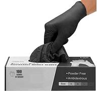 PRAIMA Black Nitrile Disposable Gloves - Latex-Free, Powder-Free, Pack of 200, Strong and Puncture-Resistant, Medical, Food Handling, Tatoo Barber Shop Gloves (Large)