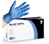 PRAIMA Blue Disposable Gloves - 100 Pack, Latex Free & Powder-Free Vinyl Gloves, Strong and Puncture-Resistant, Comfortable Fit Use For - Cleaning, Hairdressing & Multi-Purpose Use (S, 100 count)