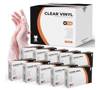PRAIMA Clear Vinyl Gloves, 1000 Count, Clear Disposable Gloves (1000, Medium)