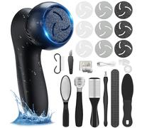 PRAIMY Electric Feet Callus Remover - Vacuum Cordless Rechargeable, Waterproof IPX7, 9 Heads, LCD Display, Foot Grinder for Dead Skin Removal, Pedicure Tools, Foot File, Black