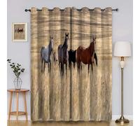 Prairie Blackout Curtains for Bedroom Steeds 3D Print Pattern Eyelet Thermal Insulated Bedroom Curtains for Boys Girls 2 x 46W x 54H inYI4479