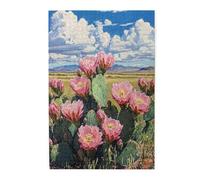 Prairie Blooming Cactus Adult Puzzle,1000 Piece Oil Painting Art Wooden Puzzles,Vintage Classic Aesthetics,Stress Relief Game for Home Decor,Gift for Family and Friends