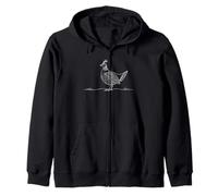 Prairie Chicken Line Art Birdwatcher Zip Hoodie