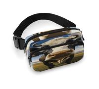 Prairie Cow Fanny Pack Belt Bag with Adjustable Strap Fashion Waist Bag for Outdoor Sports Hiking, white, 20x13cm, Full Printed Waist Bag