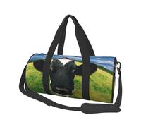 Prairie Cow Print Round Duffel Bag, Canvas Overnight Travel Tote Bag, Waterproof and Tear-Resistant.Foldable Weekend Travel Bag