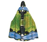 Prairie Cow Printed Hooded Cloak Robe Cloak Witch Vampires Grim Reaper Devil For Boy Girl Cosplay Costume
