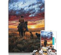 Prairie Cowboy Puzzles for Teenagers 1000 Pieces,Family Game Stress Reliever Difficult Challenge Artists Collection,Fine Art (50x75cm)