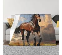 Prairie Horse Blankets for Couch Soft Fleece Throw Blanket Luxury Flannel Lap Blanket Gifts Lightweight Air Conditioning Blankets Fuzzy Cozy Throws for All Seasons