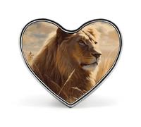Prairie Lion Buttons Pin Memorial Boutonniere for Wedding Groom Bride, Customize Lapel Heart Pin for Christmas, Men Women Costume Decorative Fashionable Brooches