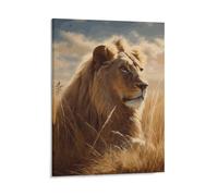 Prairie Lion Wall Art Posters for Bedroom, Personalized Canvas Prints for Office, Framed Wall Decor Picture 08x10inch(20x25cm) for Living Room, Bathroom, Farmhouse, Restaurant