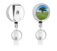 Prairie Lone Tree Retractable Work Badge Holder Keychain Badge Reel 24.4" Cord & 360° Swivel Alligator Clip Heavy Duty Id Name Tag Holder for Nurses Doctors Teachers Office Workers