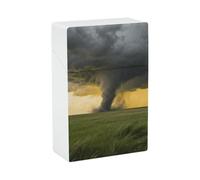 Prairie Tornado Cloud Cigarette Case Hard Plastic Flip-Top Slim Pocket-Size Cigarette Holder for 20 King Size Cigarettes Waterproof Crush-Proof Smoking Accessories for Travel Daily Use