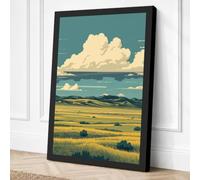 Prairie Under Open Sky Canvas Wall Art Print 24x16 Inch (61 x 41 cm)
