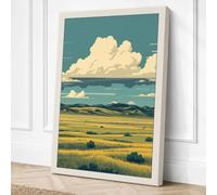 Prairie Under Open Sky Canvas Wall Art Print 24x16 Inch (61 x 41 cm)