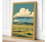 Prairie Under Open Sky Canvas Wall Art Print 36x24 Inch (91 x 61 cm)