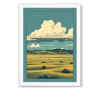 Prairie Under Open Sky Vintage Framed Wall Art Print A2 (59.4×42cm) White, Wall Decor for Living Room, Bedroom, Office & Home, Ready to Hang, Art Gift
