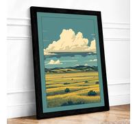 Prairie Under Open Sky Vintage Framed Wall Art Print A4 (29.7×21cm) Black, Wall Decor for Living Room, Bedroom, Office & Home, Ready to Hang, Art Gift