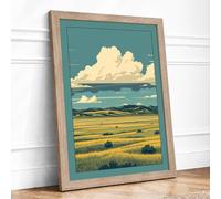 Prairie Under Open Sky Vintage Framed Wall Art Print A4 (29.7×21cm) Oak, Wall Decor for Living Room, Bedroom, Office & Home, Ready to Hang, Art Gift