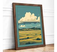 Prairie Under Open Sky Vintage Framed Wall Art Print A4 (29.7×21cm) Walnut, Wall Decor for Living Room, Bedroom, Office & Home, Ready to Hang, Art Gift