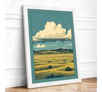 Prairie Under Open Sky Vintage Framed Wall Art Print A4 (29.7×21cm) White, Wall Decor for Living Room, Bedroom, Office & Home, Ready to Hang, Art Gift