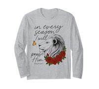 Praise Him Every Season Psalm 34:1 Lion Floral Long Sleeve T-Shirt