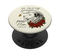 Praise Him Every Season Psalm 34:1 Lion Floral PopSockets Adhesive PopGrip