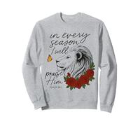 Praise Him Every Season Psalm 34:1 Lion Floral Sweatshirt