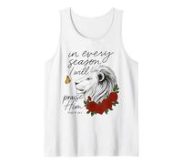 Praise Him Every Season Psalm 34:1 Lion Floral Tank Top