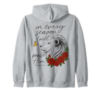 Praise Him Every Season Psalm 34:1 Lion Floral Zip Hoodie