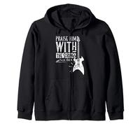 Praise Him With String Christian Worship Bass Guitar Player Zip Hoodie