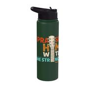 Praise Him with Strings - Psalm 150 Christian Guitar Player Stainless Steel Insulated Water Bottle