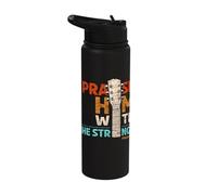 Praise Him with Strings - Psalm 150 Christian Guitar Player Stainless Steel Insulated Water Bottle