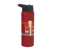 Praise Him with Strings - Psalm 150 Christian Guitar Player Stainless Steel Insulated Water Bottle