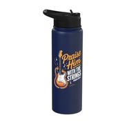 Praise Him with The Strings Bible Psalm Christian E-Guitar Stainless Steel Insulated Water Bottle