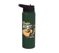 Praise Him with The Strings Bible Psalm Christian Guitar Stainless Steel Insulated Water Bottle