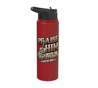 Praise Him with The Strings Bible Psalm Christian Guitar Stainless Steel Insulated Water Bottle